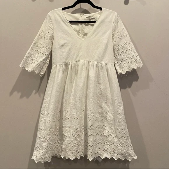 MADEWELL White Eyelet Lattice Dress Size 2 - Picture 4 of 9